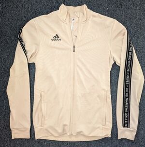 Adidas Beige Zip-Up Tracksuit Jacket, Small